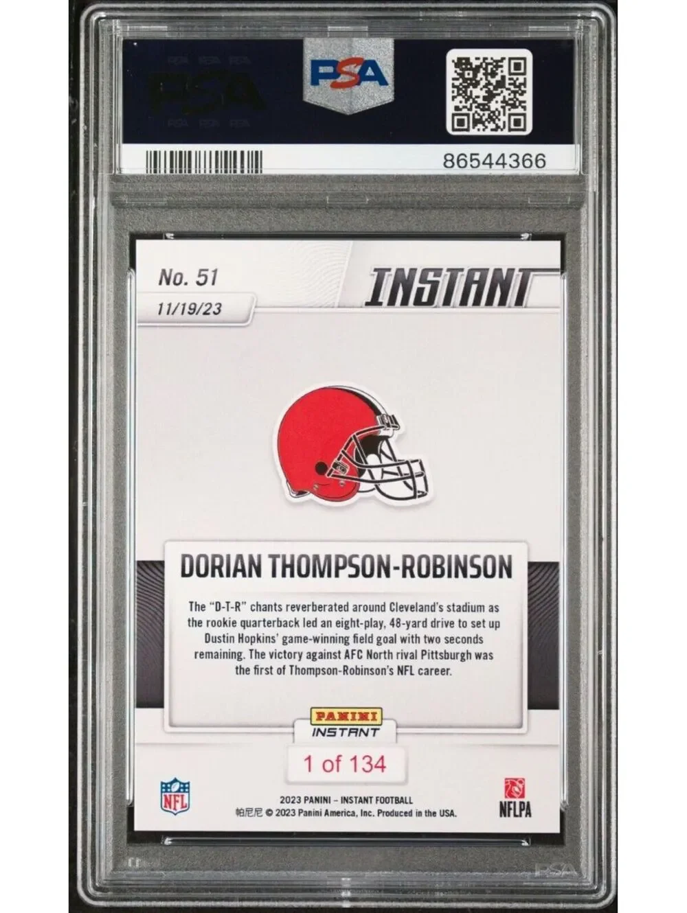 Dorian Thompson-Robinson 2023 Panini NFL Rookie 51 Card 1 of 134 PSA 9 Mint